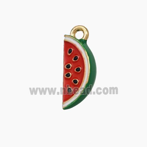 Copper Watermelon Pendant Red Green Enamel Gold Plated