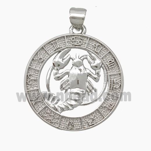 Copper Cancer Pendant Zodiac Circle Platinum Plated