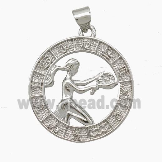 Copper Virgo Pendant Zodiac Circle Platinum Plated