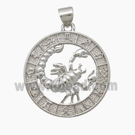 Copper Scorpio Pendant Zodiac Circle Platinum Plated