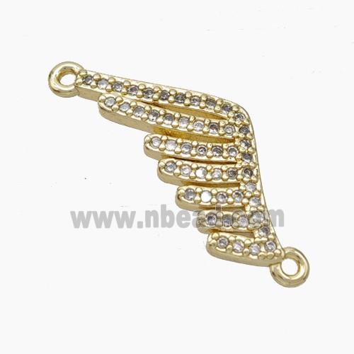 Copper Angel Wings Connector Pave Zirconia Gold Plated