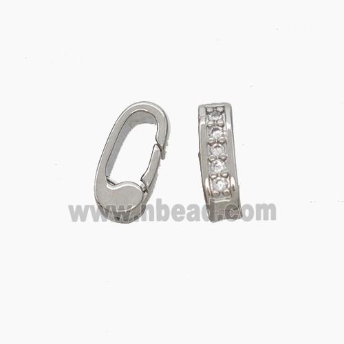 Copper Carabiner Clasp Micropave Zirconia Platinum Plated
