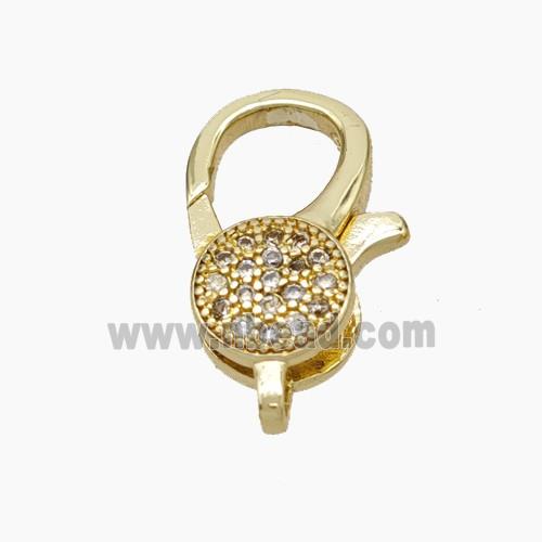 Copper Lobster Clasp Micropave Zirconia Gold Plated