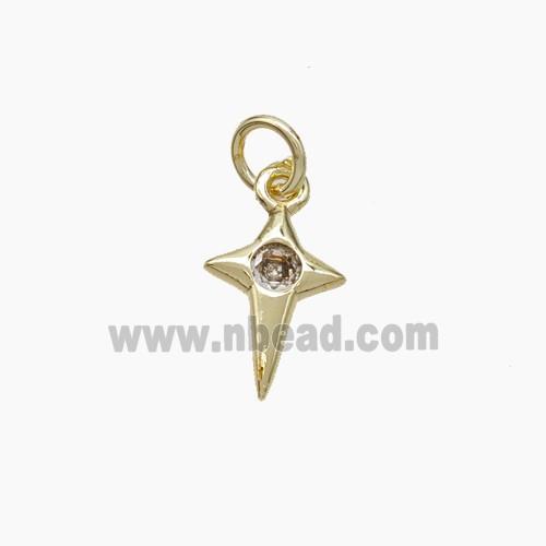 Copper Northstar Pendant Pave Zirconia Gold Plated