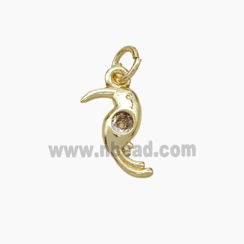 Copper Birds Pendant Pave Zirconia Gold Plated