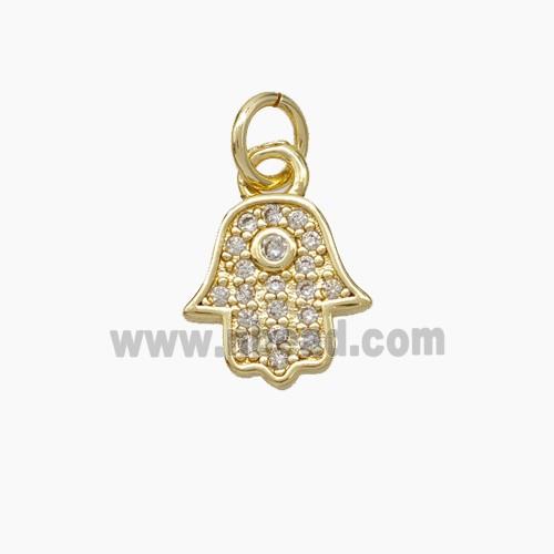 Copper Hamsahand Pendant Micropave Zirconia Gold Plated