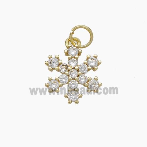 Copper Snowflake Pendant Pave Zirconia Gold Plated