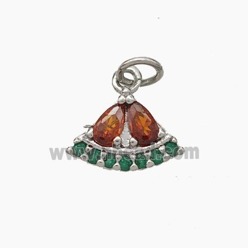 Copper Fan Pendnat Pave Zirconia Platinum Plated
