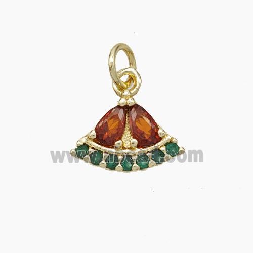 Copper Fan Pendnat Pave Zirconia Gold Plated