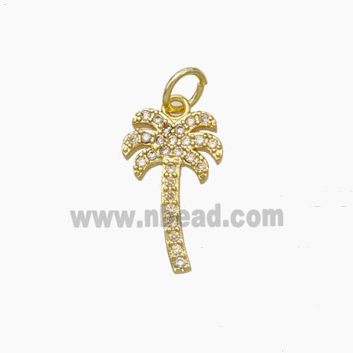 Coconut Palm Charms Copper Tree Pendant Pave Zirconia Gold Plated