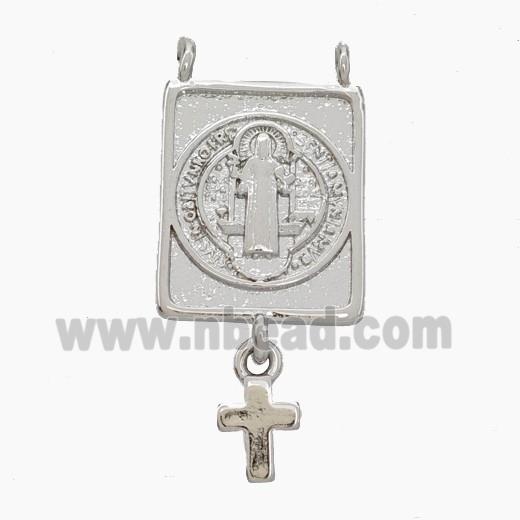 Jesus Charms Copper Pendant 2loops Cross Platinum Plated