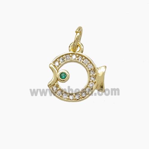 Copper Fish Pendnat Pave Zirconia Gold Plated