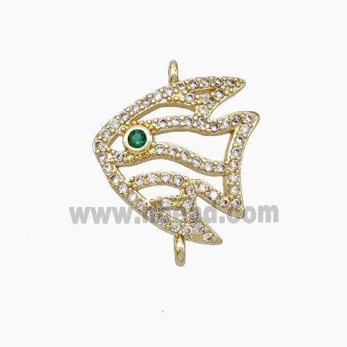 Copper Fish Connector Pave Zirconia Gold Plated