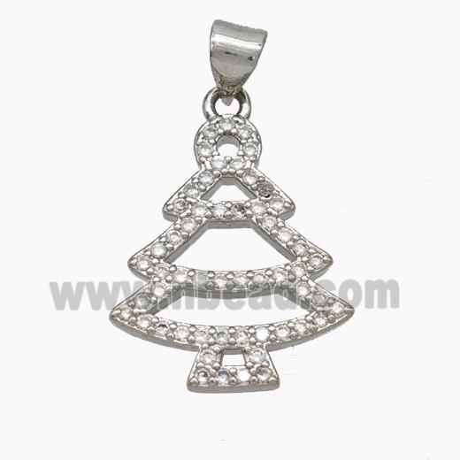 Christmas Tree Copper Pendant Pave Zirconia Platinum Plated