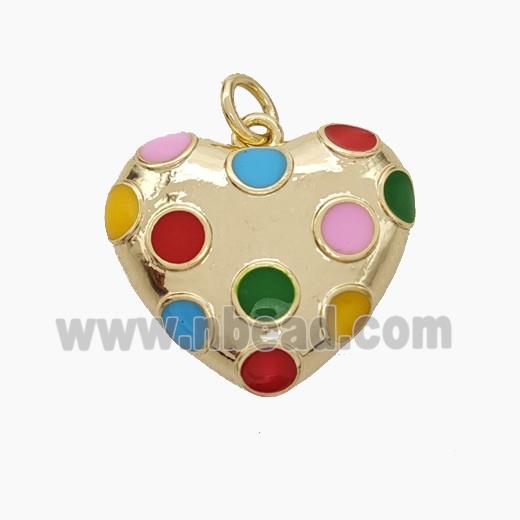 Copper Heart Pendant Multicolor Enamel Gold Plated