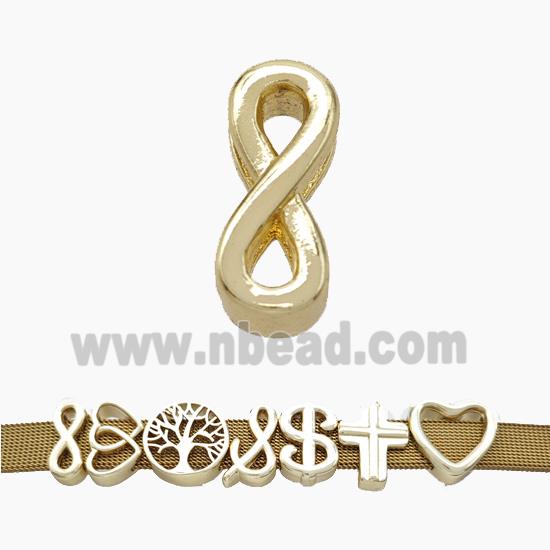Copper Watchband Beads Number-8 Eight Flat Hole Gold Plated