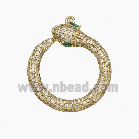 Copper Snake Pendant Pave Zirconia Gold Plated