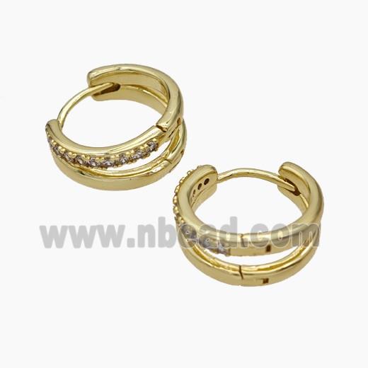 Copper Hoop Earrings Pave Zirconia Gold Plated