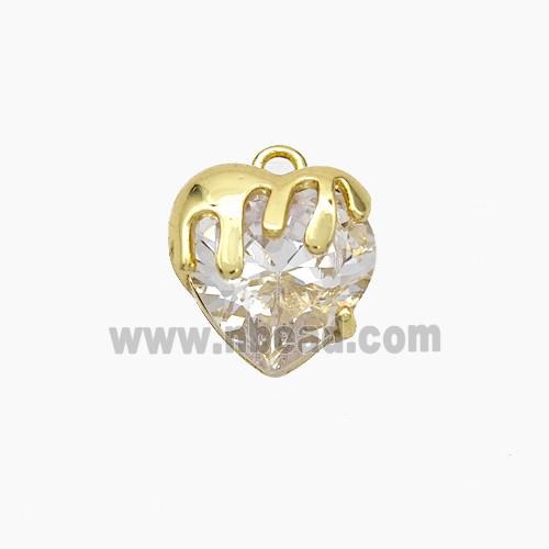 Copper Heart Pendant Pave Crystal Glass Gold Plated