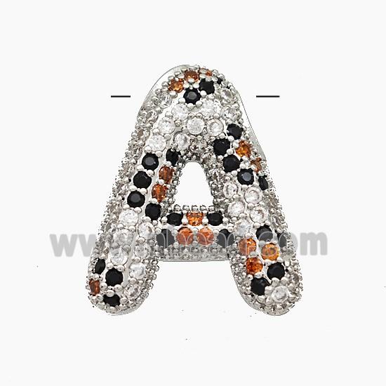 Copper Letter-A Pendant Micropave Zirconia Platinum Plated