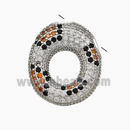 Copper Letter-O Pendant Micropave Zirconia Platinum Plated