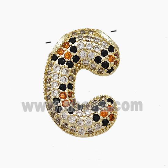 Copper Letter-C Pendant Micropave Zirconia Gold Plated