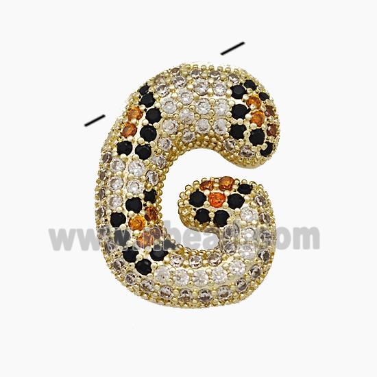 Copper Letter-G Pendant Micropave Zirconia Gold Plated