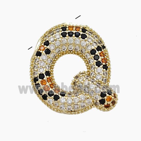 Copper Letter-Q Pendant Micropave Zirconia Gold Plated