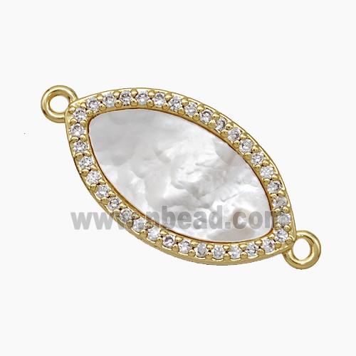 Copper Oval Connector Pave Zirconia Shell 18K Gold Plated