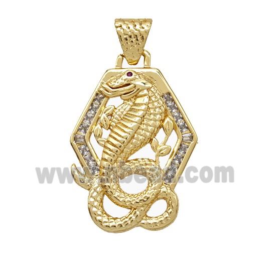 Copper Snake Pendant Pave Zirconia 18K Gold Plated