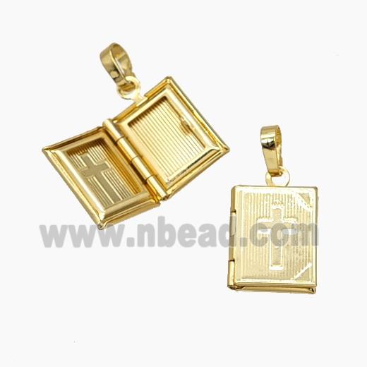 Copper Locket Pendant Cross 18K Gold Plated
