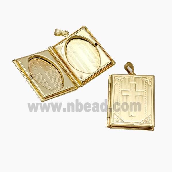 Copper Locket Pendant Cross 18K Gold Plated