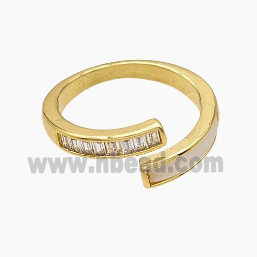 Copper Rings Pave Zirconia Shell 18K Gold Plated