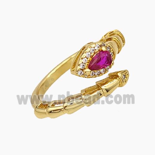 Copper Snake Rings Pave Zirconia 18K Gold Plated