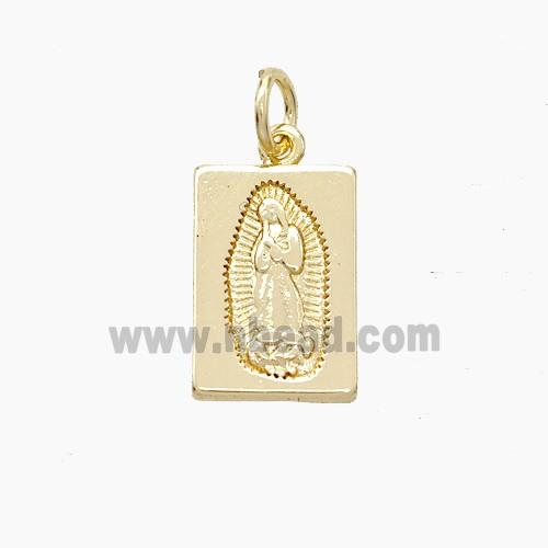 Virgin Mary Charms Copper Rectangle Pendant Gold Plated