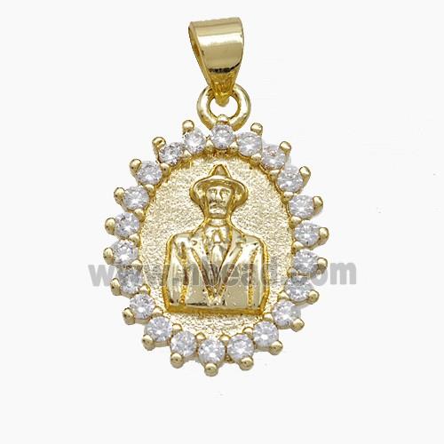 Copper Leader Pendant Pave Zirconia Gold Plated