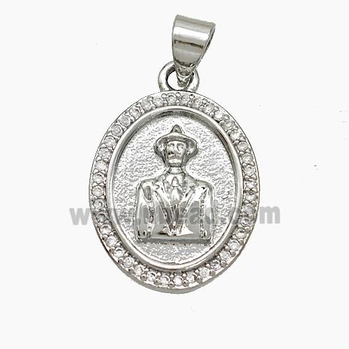 Copper Leader Pendant Pave Zirconia Platinum Plated