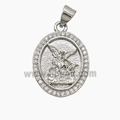 Copper Fairy Pendant Pave Zirconia Platinum Plated
