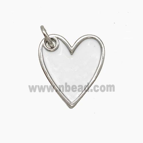 Copper Heart Pendant White Enamel Platinum Plated