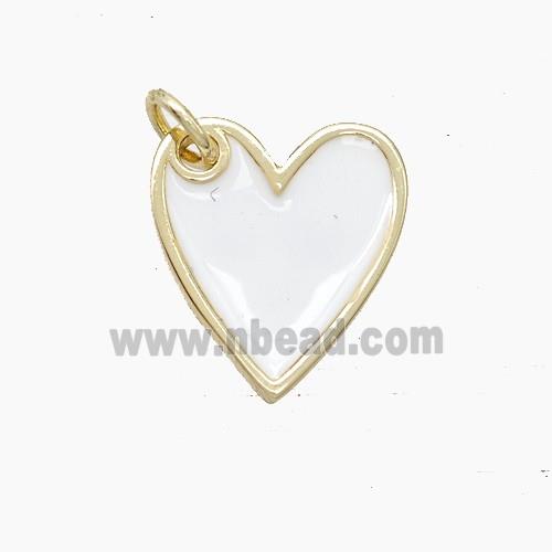 Copper Heart Pendant White Enamel Gold Plated