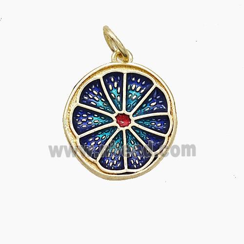 Lemon Sliced Charms Copper Pendant Painted Gold Plated