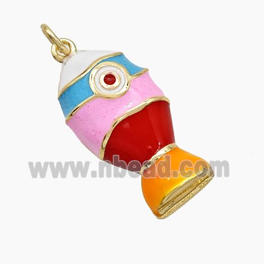 Copper Fish Pendant Multicolor Enamel Gold Plated