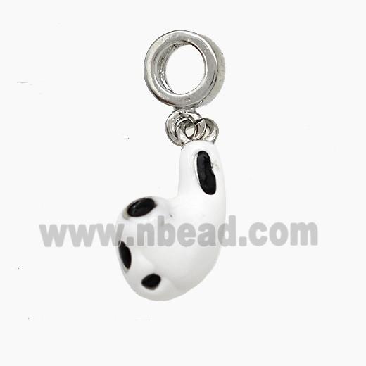 Copper Earplug Charms Pendant White Enamel Platinum Plated