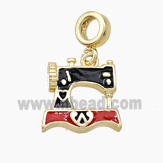 Sewing Machine Charms Copper Pendant Enamel Gold Plated