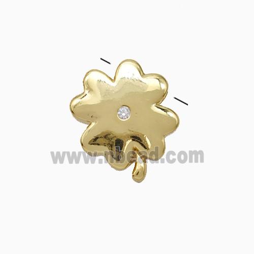 Copper Clover Pendant Pave Zirconia Gold Plated