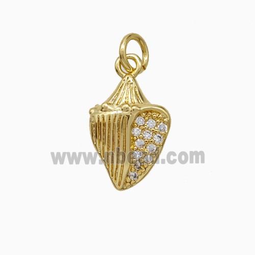 Copper Clam Pendant Pave Zirconia Gold Plated