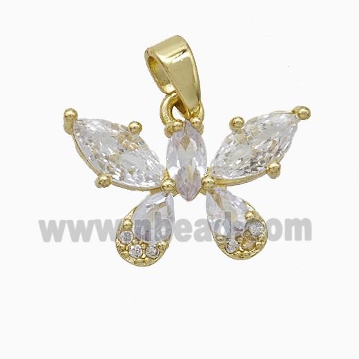 Copper Butterfly Pendant Pave Zirconia Gold Plated