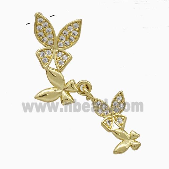 Copper Butterfly Pendant Pave Zirconia Gold Plated