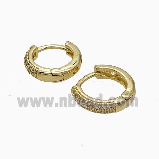 Copper Hoop Earrings Micropave Zirconia Gold Plated
