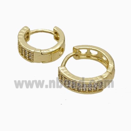 Copper Hoop Earrings Micropave Zirconia Gold Plated